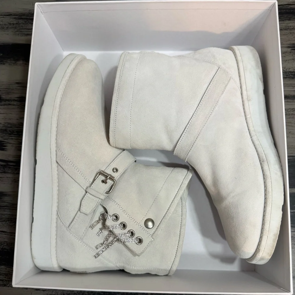 UGG Women's Karisa Everlasting Swarovski Glitter Charm Boots In White Size 10 - Picture 14 of 16
